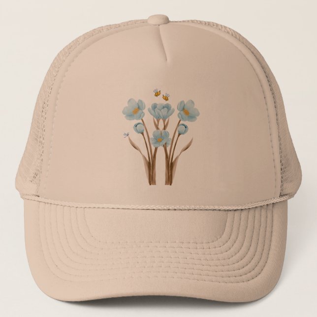 Casquette Jardin botanique à fleurs bleues (Devant)