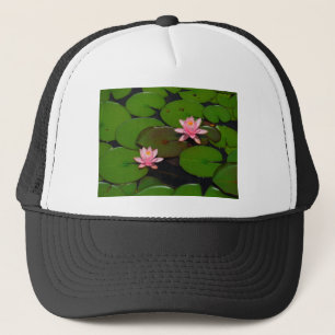Casquette Jardin de fleurs de laine d'eau de lotus rose,