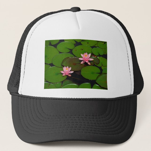Casquette Jardin de fleurs de laine d'eau de lotus rose, (Devant)