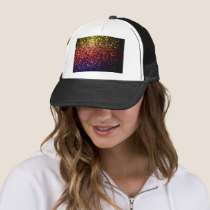 Casquette Jaune arc-en-ciel rouge violet faux parties scinti