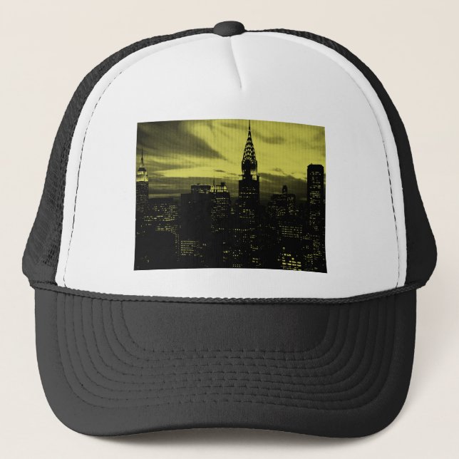 Casquette Jaune pointu Noir New York City (Devant)