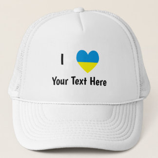 Casquette Je (Cœur de drapeau ukrainien) Votre Texte