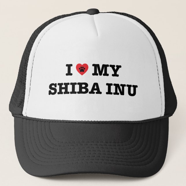 Casquette Je Coeur Mon Chapeau De Camion Shiba Inu (Devant)
