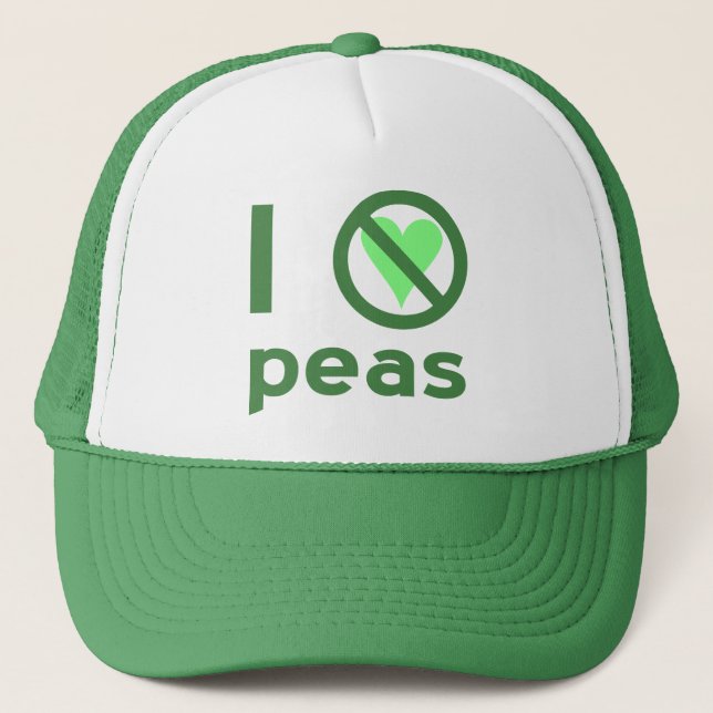 Casquette Je déteste les petits pois Texte vert (Devant)