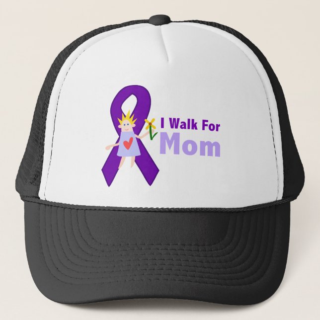 Casquette Je marche pour le cadeau d'Alzheimer de maman (Devant)