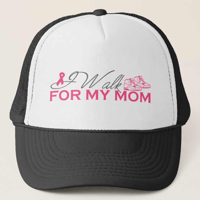 Casquette Je marche pour ma maman (le ruban rose) (Devant)