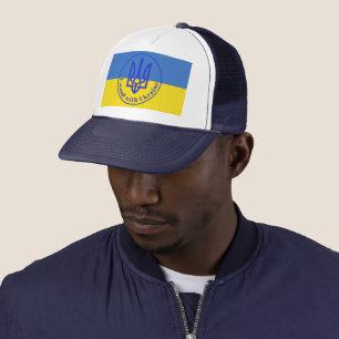 Casquette Je me tiens avec Ukraine Bleu Jaune Trident Trucke