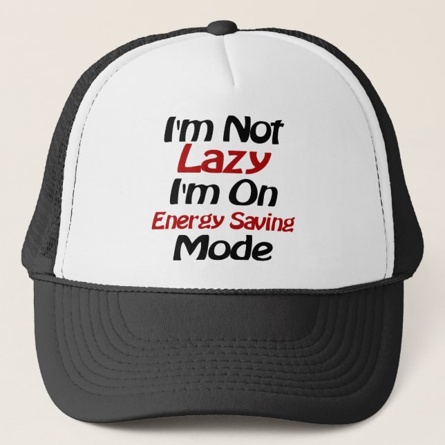 Casquette Je ne suis pas lazy - Citation drôle, noir et roug (Devant)