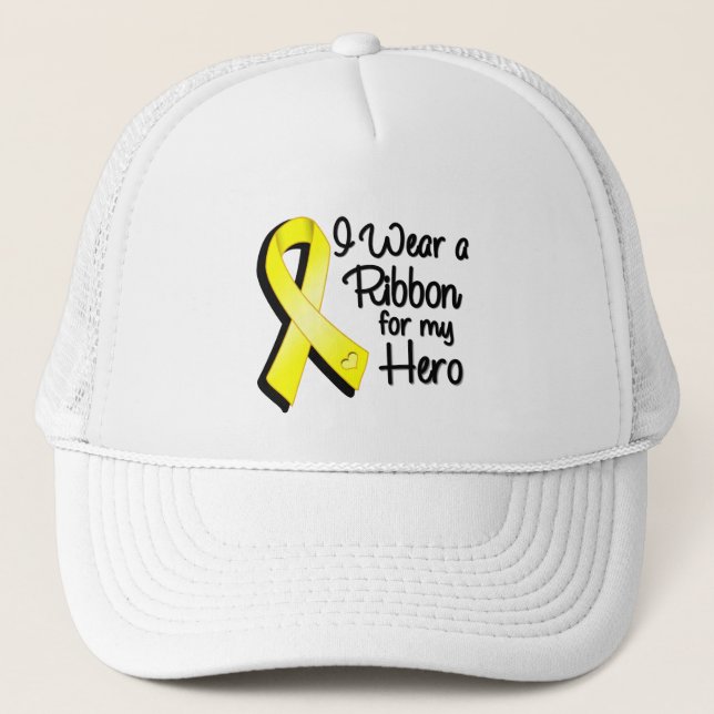 Casquette Je porte un ruban jaune pour mon héros (Devant)