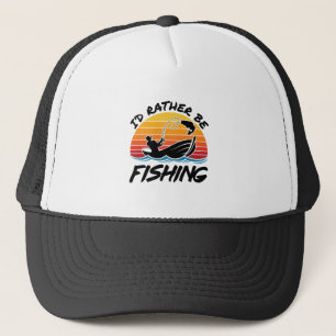 Casquette Je préférerais être la pêche Retro Sunset