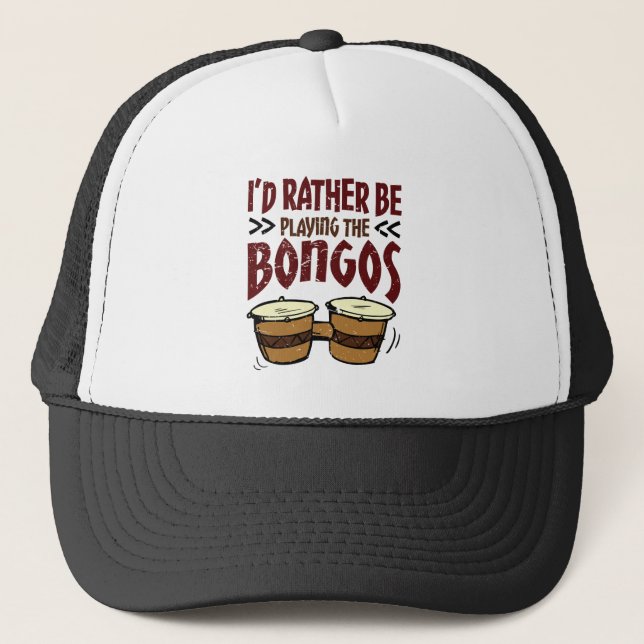 Casquette Je préférerais jouer du bongos batteur de bongo (Devant)