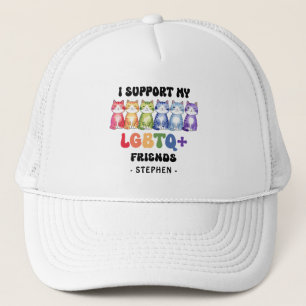 Casquette Je soutiens mes amis LGBTQ - Rainbow Cat Pride