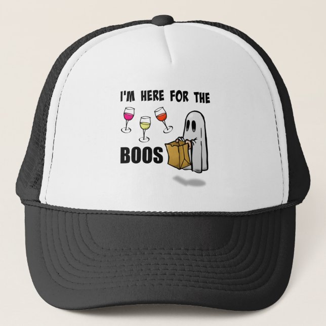 Casquette Je suis ici pour le Fantôme d'Halloween de Boos (Devant)