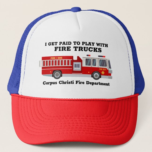 Casquette Je suis payé pour jouer avec les camions à feu (Devant)