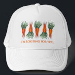 Casquette Je suis Rooting for You Bunch Carrots Funny Garden<br><div class="desc">La conception de foies présente une illustration originale d'un tas de carottes orange mûr. Ce design végétal est également disponible sur d'autres produits. De nombreuses autres créations sur le thème de la nourriture sont également disponibles dans cette boutique. Ne vois-tu pas ce que tu cherches ? Contactez Rebecca pour avoir...</div>
