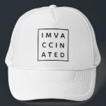 Casquette Je suis vacciné | Vaccin Convid Moderne Style Bold<br><div class="desc">Simple et élégant design personnalisé "IM VACCINATED" dans une typographie moderne minimaliste en gras avec une simple bordure noire. Symbole tendance parfait pour montrer que vous avez été vacciné pour le Covid-19 et que vous avez reçu le vaccin coronavirus. Soyez fier et montrez que vous êtes pro vaccin avec ce...</div>
