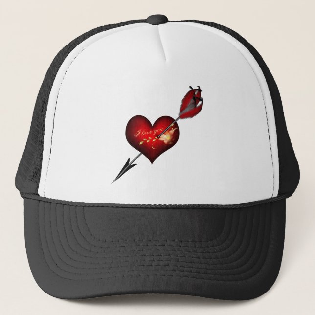 Casquette Je t'aime coeur et flèche (Devant)