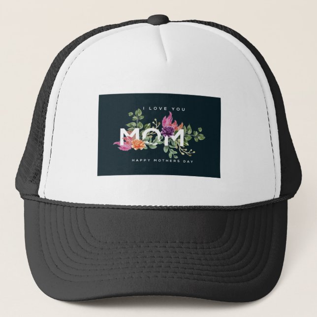 Casquette Je T'Aime Maman Design Floral Trucker Chapeau (Devant)