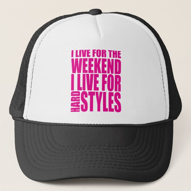 Casquette Je Vis Pour Le Week-End (Rose) (Devant)