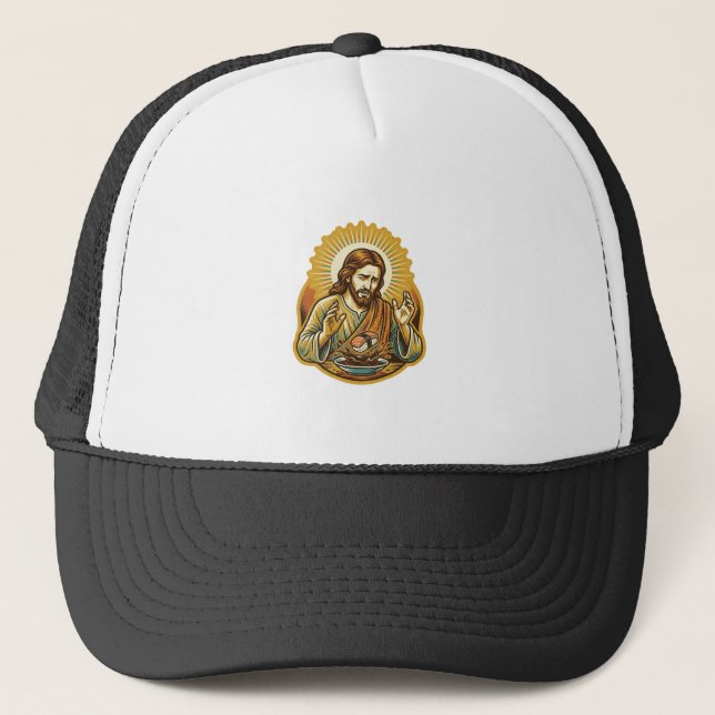Casquette Jésus a laissé tomber des sushis dans une éclabous (Devant)