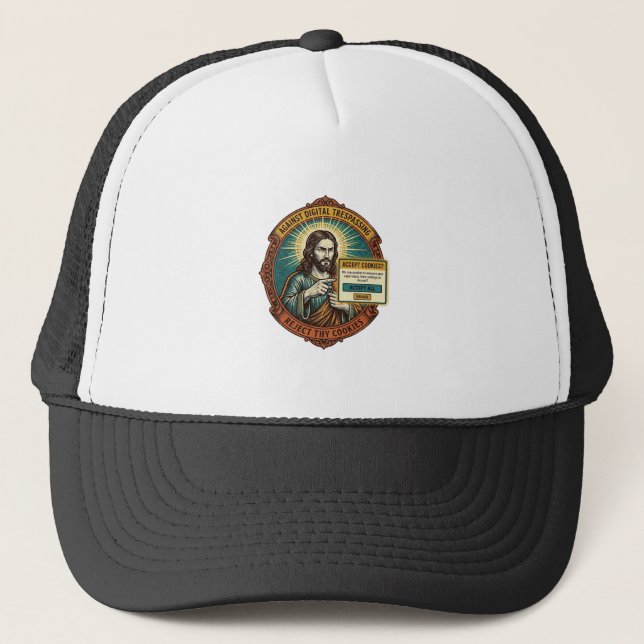 Casquette Jésus Agacant Accepter les Cookies Pop Up Internet (Devant)