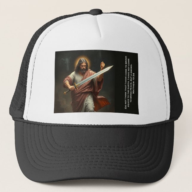 Casquette Jésus Christ revient avec un chapeau de camion épé (Devant)