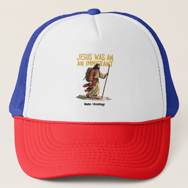 Casquette Jésus Est Un Immigrant Unique Cross Design Support (Devant)