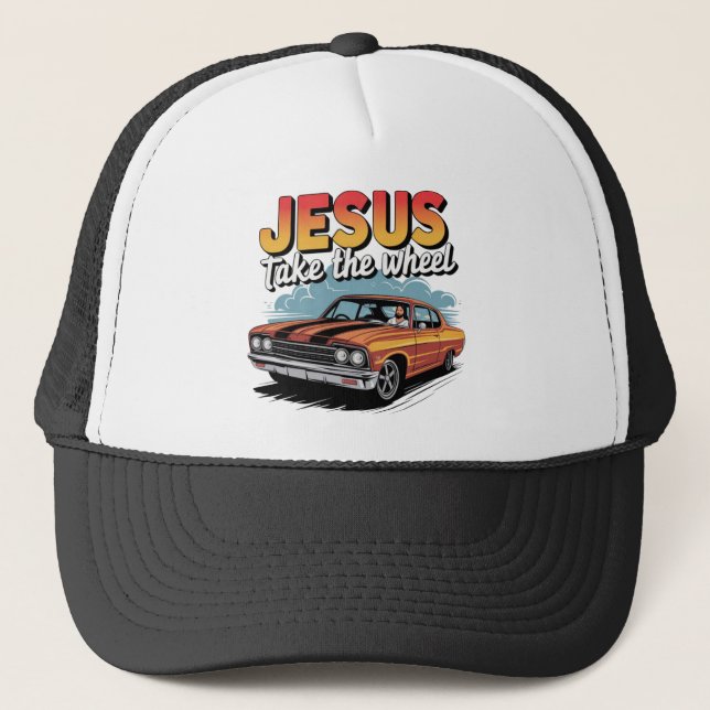 Casquette Jésus prend la voiture Vintage de roue (Devant)