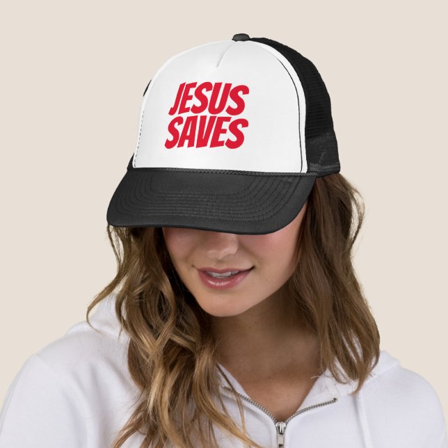 Casquette Jésus Sauve Chapeau Chrétien Trucker (En situation)