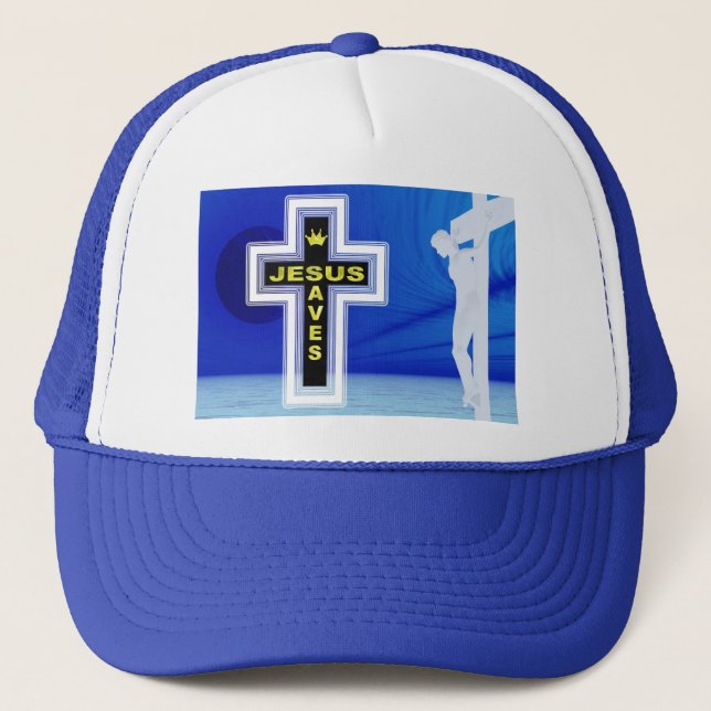 Casquette Jésus sauve la photo de crucifixion (Devant)