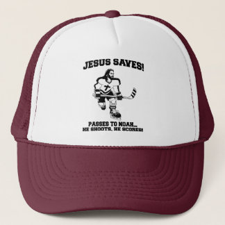 Casquette Jésus sauve le T-shirt drôle d'hockey