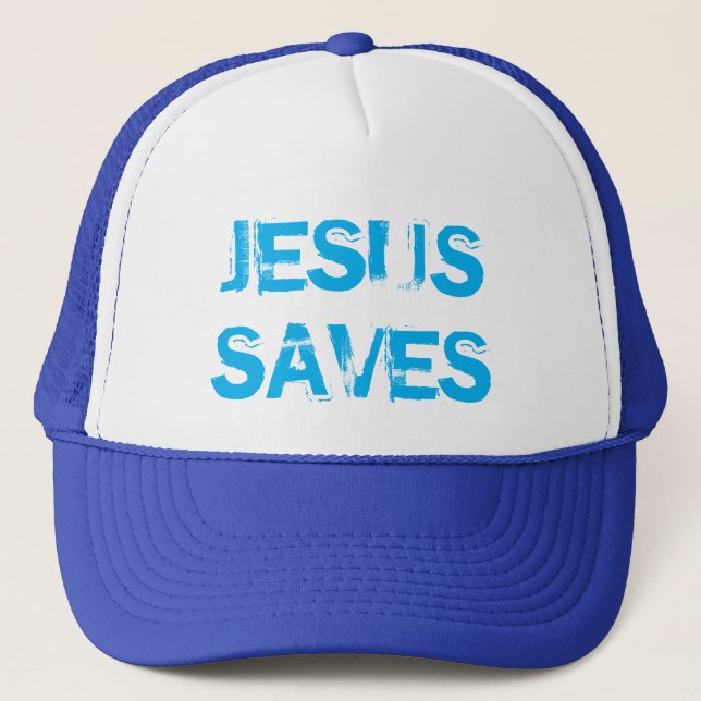 CASQUETTE JÉSUS SAVE TRUCKER HAT - BLANC & ROYAL (Devant)