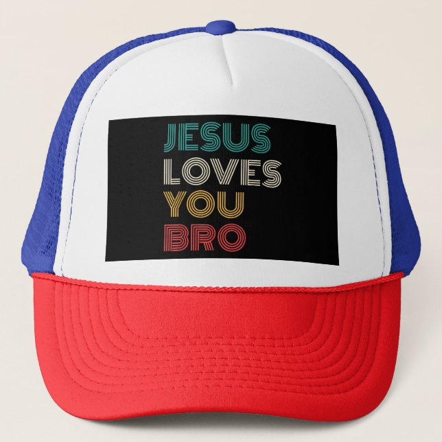 Casquette Jésus Vous Aime Bro, Drôle Foi Chrétienne Rétro (Devant)
