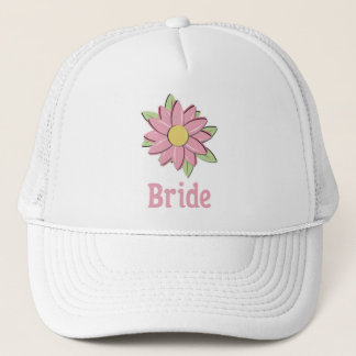 Casquette Jeune mariée rose de fleur