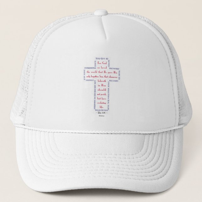 Casquette John 3:16 Croix rouge, blanche et bleue (Devant)