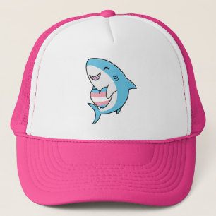 Casquette Joli Blahaj bleu requin tenant Trans Coeur