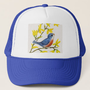 Casquette Joli Chanteur Oiseau Bleu Arbre