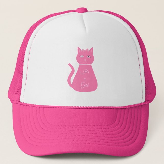 Casquette Joli chat fille rose sur mesure (Devant)