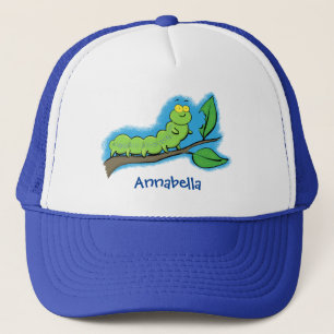 Casquette Joli dessin animé de chenille verte mignonne
