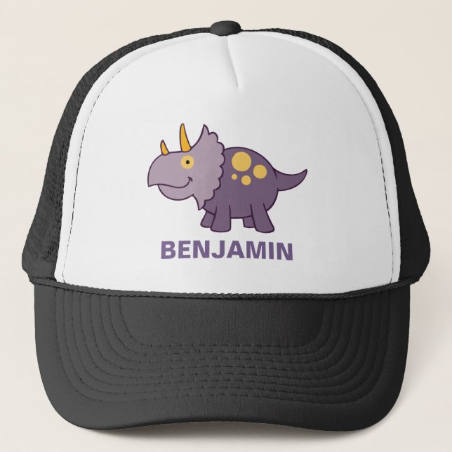 Casquette Joli dinosaure violet pour enfants (Devant)