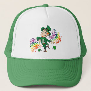 Casquette Joli et souriant dancing leprechaun, un arc-en-cie