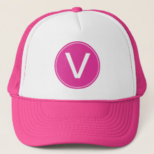 Casquette joli, féminin monogramme initial blanc et rose vif