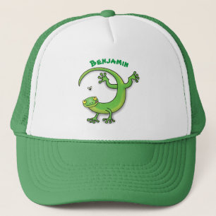 Casquette Joli gecko vert salutations avec dessin animé
