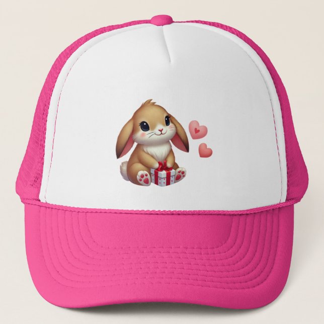 Casquette Joli lapin de la Saint-Valentin  (Devant)