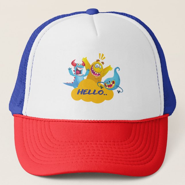 Casquette joli monstre dit bonjour (Devant)