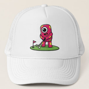 Casquette Joli monstre rose borgne jouant au golf dans un de