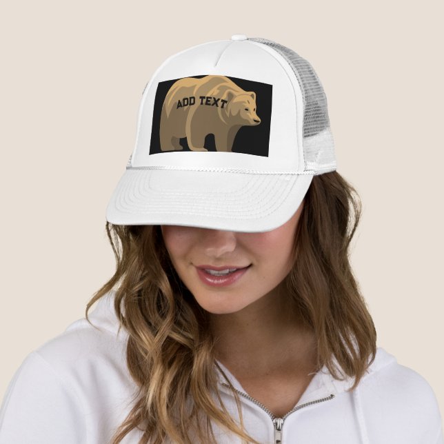 Casquette Joli Ours avec Texte Ajouté Image Imprimée Texte-C (En situation)