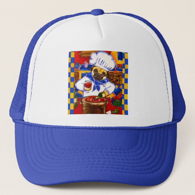 Casquette Joli Pug Chef Le Café (Devant)