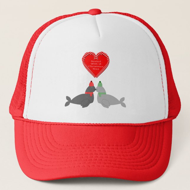 Casquette Joli Seals de baiser de Noël (Devant)