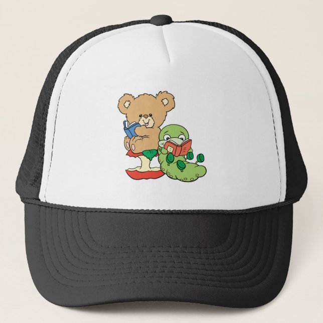 Casquette Joli Ver de Livre et Ours en Lecture (Devant)